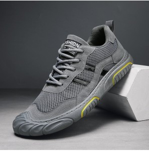 Men Microfiber Mesh Breathable Splicing Soft Sole Non Slip Toe Protected Casual Outdoor Shoes