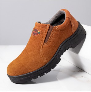 Men Cowhide Suede Breathable Soft Sole Non Slip Comfy Working Casual Safety Labor Shoes
