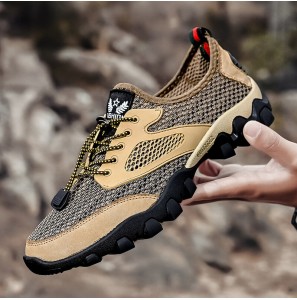 Men Mesh Fabric Elastic Band Breathable Soft Soled Casual Sport Shoes