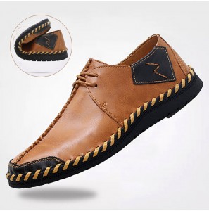 Men Hand Stitching Cow Leather Comfy Soft Sole Casual Shoes