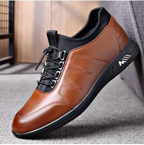 Men Cowhide Breathable Soft Bottom Lace Up Comfy Sports Casual Leather Shoes