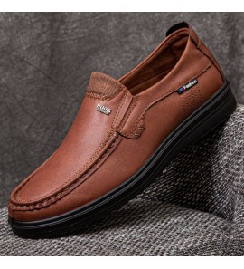 Men Microfiber Leather Breathable Soft Sole Slip-On Business Shoes