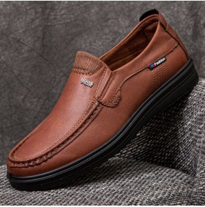 Men Microfiber Leather Breathable Soft Sole Slip-On Business Shoes