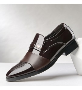 Men Leather Comfy Soft Sole Pointy Toe Slip On Dress Casual Business Shoes