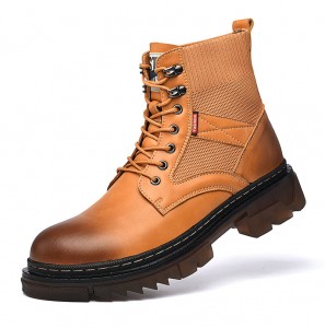 Men Comfy Round Toe Slip Resistant High Top Tooling Boots