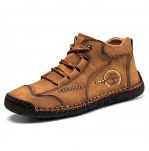 Menico Men Vintage Hand Stitching Soft Business Casual Ankle Boots Menico Men Vintage Hand Stitching Soft Business Casual Ankle Boots