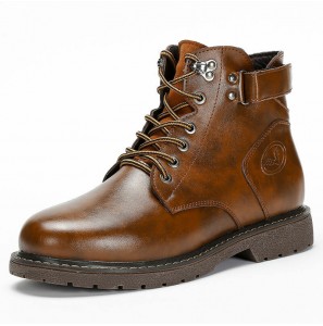 Men Microfiber Leather Breathable Comfy Round Toe Vintage Casual Martin Boots