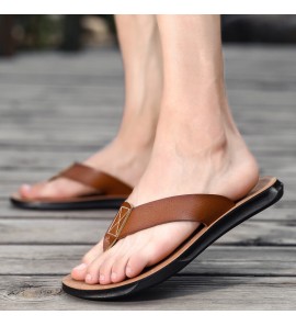 Men Microfiber Soft Sole Non Slip Comfy Solid Flip Flops