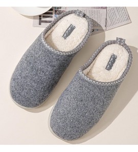 Men Soft Sole Round Head Slip Resistant Thicken Warm Home Winter Slippers